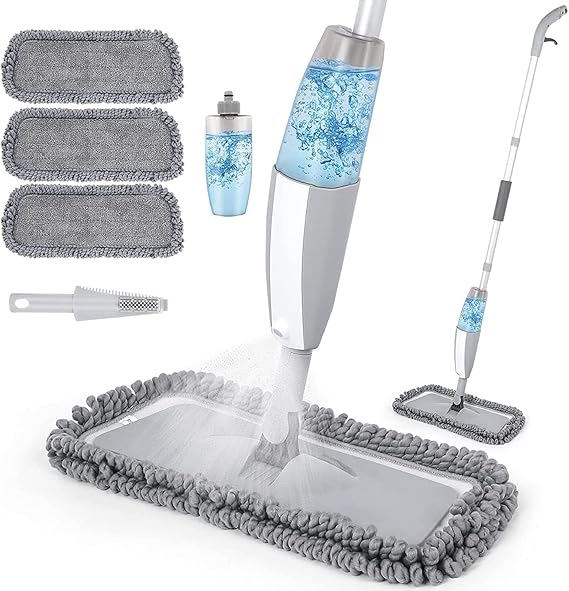 Smart Spray Mop with Refillable Bottle & 4 Microfiber Pads – Quick Dry & Wet Cleaning for All Floors