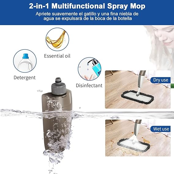 Smart Spray Mop with Refillable Bottle & 4 Microfiber Pads – Quick Dry & Wet Cleaning for All Floors