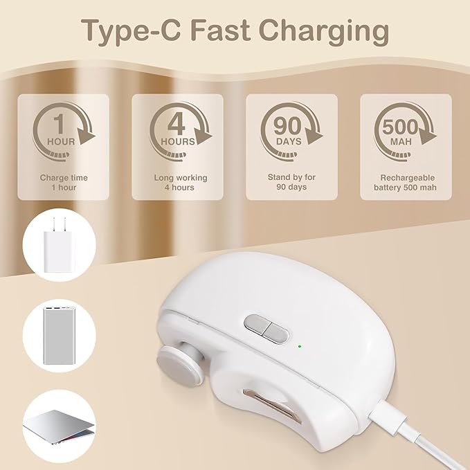 Electric Baby Nail Clippers – 2-in-1 Automatic Nail Trimmer & Polisher with LED Light – Safe & Gentle for Babies & Elderly (White)