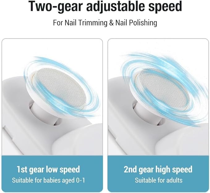 Electric Baby Nail Clippers – 2-in-1 Automatic Nail Trimmer & Polisher with LED Light – Safe & Gentle for Babies & Elderly (White)