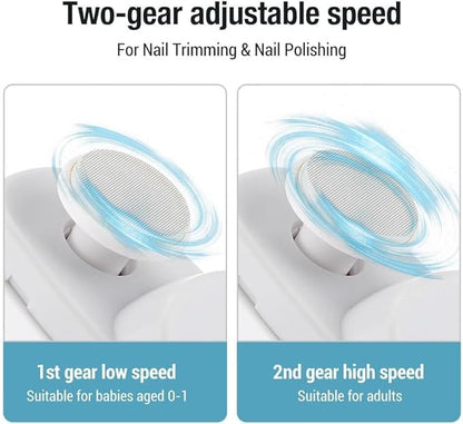 Electric Baby Nail Clippers – 2-in-1 Automatic Nail Trimmer & Polisher with LED Light – Safe & Gentle for Babies & Elderly (White)