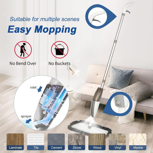 Smart Spray Mop with Refillable Bottle & 4 Microfiber Pads – Quick Dry & Wet Cleaning for All Floors