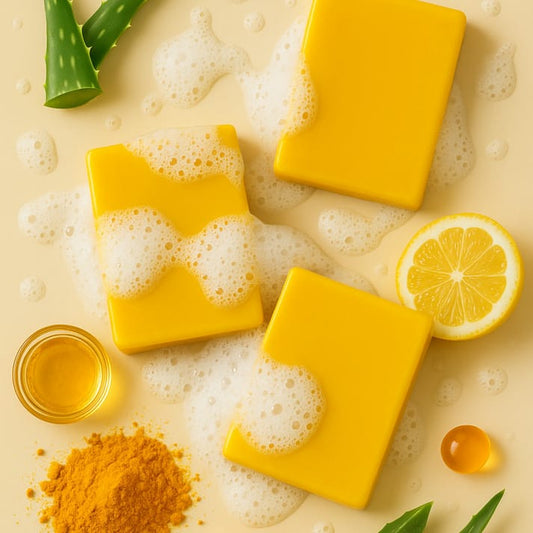 Honey Glow Lemon Turmeric Kojic Soap – Natural Brightening Bar for Face and Body